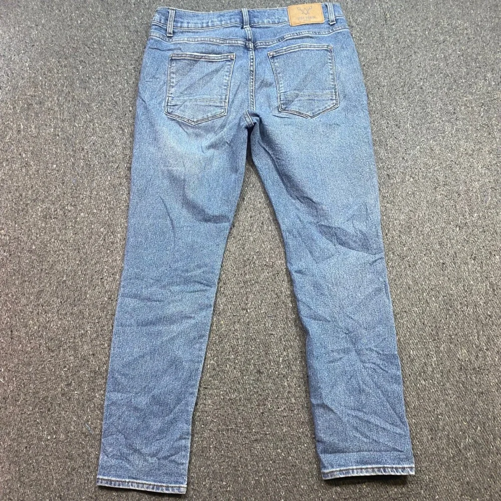 MBX Denim Jeans Sz 34 Mens Blue Streetwear Straight Leg Faded Distressed Detail